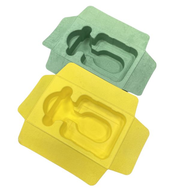 Proveedor de empaques de pulpa moldeada de productos electrónicos de color prensados ​​en húmedo